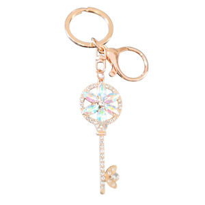Skeleton Key Flower Keychain Purse Charm in Iridescent